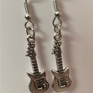 Silver Guitar Earrings